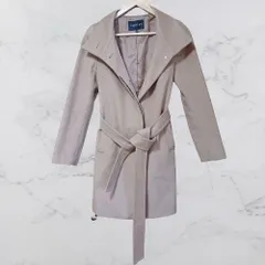 【美品】INDIVI カシミヤ混　ベルテッドコート　ライトベージュ　38