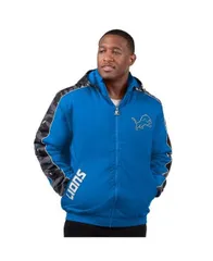 【送料無料】 スターター メンズ ジャケット・ブルゾン アウター Men's Blue Detroit Lions Thursday Night Gridiron Full-Zip Jacket Blue Gray