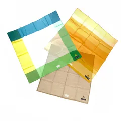 未使用品 BURBERRY バーバリー  ハンカチ 3枚   グリーン×イエロー×ブラウン ホース刺繍 大判 コットン100％ レディース　240001150928