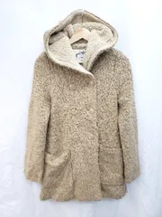 ◇ AS KNOW AS アズノゥアズ ボア ダブルボタン 長袖 フーディ コート ブラウン系 レディース P  【1404250013930】