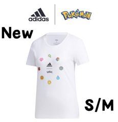 新品タグ付き　ポケモン　adidas　コラボ　Tシャツ　ジムバッチ　カント―　キャラクター　キッズ　レディース ホワイト　C806