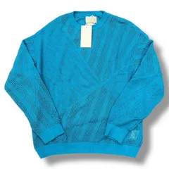 参考上代46200円 未使用 YOKE 24SS MESH STRIPE CREWNECK SWEATER メッシュ クルーネック セーター ニット ヨーク YK24SS0675S ブルーのサムネイル
