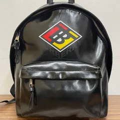 【美品】バーバリー　リュック　バックパック　ボーダー柄　ロゴ型押し　ヌメ革大容量 バーバリーロゴ コーティング バックパック バッグ、ベルト､財布