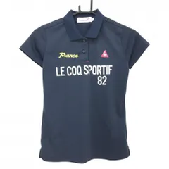 【超美品】ルコックゴルフ 半袖ポロシャツ ネイビー×白 フロントロゴ レディース S ゴルフウェア le coq sportif