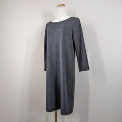 【ギャップ】ワンピース　GAP　グレー　長袖　日本サイズ　M　ストレッチ　丸首　クルーネック　薄手　ひざ丈　美品　Y2K　グランジ