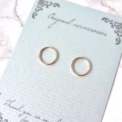 極小ゴールド　ミニフープピアス  14kgf 10mm つけっぱなし　金属アレルギー対応　ゴールド　メンズ　ete agete nojess 好き
