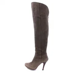 ダイアナ DIANA ロングブーツ ハイヒール ポインテッドトゥ スエード 22.5cm グレー /BM