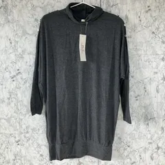 新品<!-利用不可文字-!>H/S Designed by Rei ニット　【M】　タートルネック　ハイネック　チャコールグレー　薄手　肩ボタン　七分袖　ゆったり　ロング丈