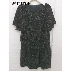 ◇ Ray BEAMS ドット 水玉 ウエストゴム フリルスリーブ 膝丈 ワンピース ブラック ブラウン レディース  【中古】 【1112090016447】