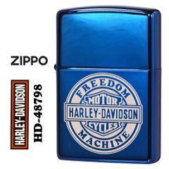 zippo(ジッポーライター)ハーレーダビッドソン Harley-Davidson HARLEY ロゴ ブルー レーザー加工 HD-48798 オイルライター 青 メンズ USA　おしゃれ カッコイイ　ギフト プレゼント