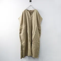 ネストローブ nest Robe リネン起毛 バックボタン フレンチスリーブ ロングワンピース F ベージュ/麻 羽織 ナチュラル【2400014430516】
