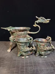 中国の酒器 骨董品 楽天市場】□龍香堂□☆【中国古物】青銅器「瑞鳥蓋付酒器