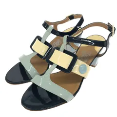 Salvatore Ferragamo サルヴァトーレフェラガモ パテントレザー サンダル  マルチカラー   レディース　241011010353