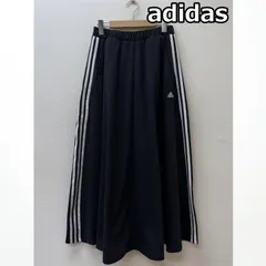 adidas アディダス スカート ロングスカート 2FK001 スリーストライプ ナイロン ロング フレア スカート 黒 ブラック