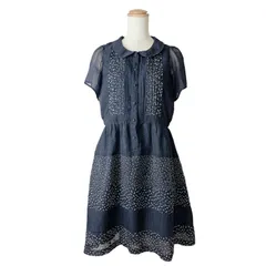 earth music &ecology 小花柄　ドット　タック入り　シフォン　ワンピース