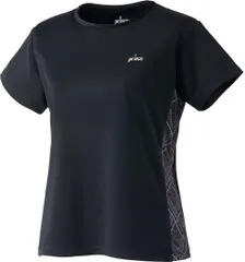 【新品】【Mサイズのみ】 prince（プリンス） レディース ウィメンズ 半袖 ゲームシャツ ティーシャツ テニスウェア ゲームシャツ 吸汗速乾・UPF50+・バド（ライトスムース素材）ブラック  WF4089-165