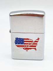 ZIPPO/ジッポー　オイルライター　シルバー　USA　アメリカ国旗　大陸マップ　星条旗　YY190