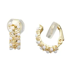 【ゴールド×イヤリング】[Cream dot. クリームドット公式]イヤーカフ レディース 金属アレルギー ニッケルフリー クリップ式 パール ビジュー フープ イヤーカフ 2way 両耳用 大人