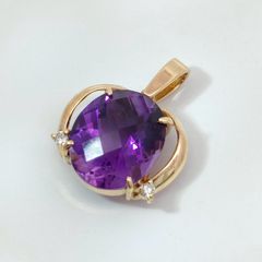 18金 K18 アメジスト ミラーカットネックレストップ 2.42ｇ C317
