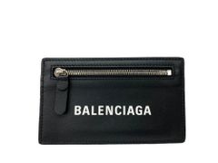 BALENCIAGA (バレンシアガ) 501651 ロゴ レザーコインパース カードケース パスケース ブラック×ホワイト ウィメンズ/028