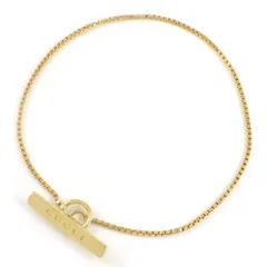  グッチ GUCCI ブレスレット ラリエット バー ロゴ ベネチアンチェーン K18YG 【中古】