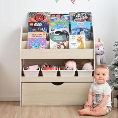 【ナチュラル】絵本ラック 収納ラック 収納ボックス 収納棚 キャスター付き 子供用シェルフ 収納ケース 子ども用 家具 木製 大容量 おもちゃ箱