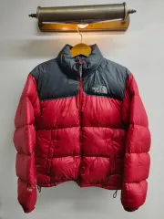 S ） THE NORTH FACE(ザノースフェイス) 700 Nuptse(ヌプシ) ダウンジャケット レッド/グレー 出品