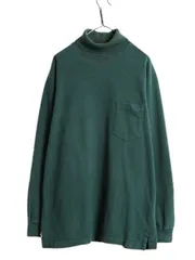 【お得なクーポン配布中!】 90s USA製 ポロ ラルフローレン タートルネック ポケット付き 長袖 Tシャツ メンズ L オールド ロンT ラガーシャツ 素材 ヘビーウェイト 緑