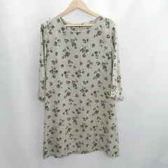 ◇ Θ URBAN RESEARCH ROSSO ロッソ 花柄 袖部分折り返し 七分袖 膝丈 ワンピース サイズ FREE ベージュ系 レディース E  【1412090004681】