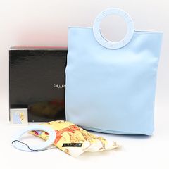 未使用品 CELINE サークルハンドル バッグ ミニバッグ 水色 ハンカチ