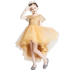 150_2-ゴールド [VIISEN] 子供ドレス ジュニア ピアノ 発表会 フォーマル キッズ ドレス 子どもドレス演奏会 結婚式 刺繍 上品 エレガント 女児 女の子 フォーマル ドレス 100-160 (2-ゴールド,150)