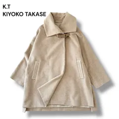 【美品】K.T KIYOKO TAKASE キヨコタカセ アンゴラ フリース ポンチョコート ベルトデザイン ベージュ 9号 M 日本製 近年モデル 秋冬