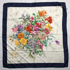 2508-235｜美品｜グッチ スカーフ シルク ネイビー 花柄