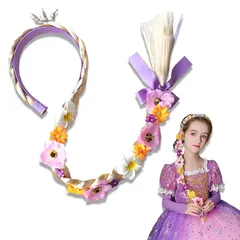 [TUDOUZZZ] ラプンツェル ウィッグ カチューシャ 髪の毛 子供 髪飾り ラプンツェル ティアラ お姫様 コスプレ ヘアバンド 女の子 かつら かわいい 子供 プリンセス おもちゃ 誕生日 小道具 (パープル) 1