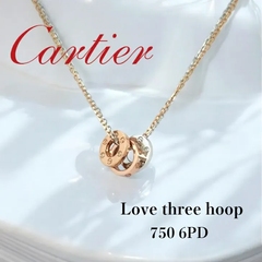 【中古特価】 Cartier カルティエ ラブ スリーフープ ネックレス 750 PG WG ダイヤモンド 41cm 8.7g