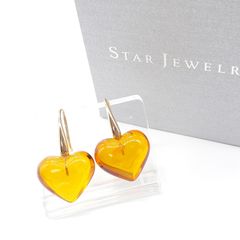 STAR JEWELRY スタージュエリー ピアス K18 イエローゴールド ハート オレンジ