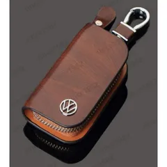 フォルクスワーゲン VW スマートキーケース キーカバー キーホルダー エナメル調 高品質 PUレザー ブラウン【2年保証】ファッション