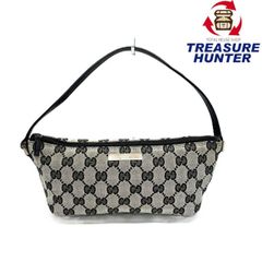 GUCCI(グッチ)　GGキャンバス　アクセサリーポーチ　019・1103　2123　グレー×ブラック　キャンバス×レザー　レディースバッグ 【102062164003】