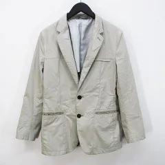 ランバンオンブルー LANVIN en Bleu テーラードジャケット 薄手 ライトグレー系 背抜き 3P 綿 コットンのサムネイル