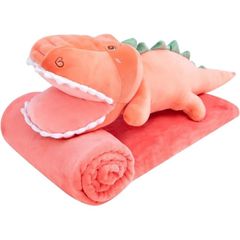 ワニ ブランケット ぬいぐるみ ひざ掛け 収納 抱き枕 癒し系 ふわふわ やわらか クッション( ピンク)