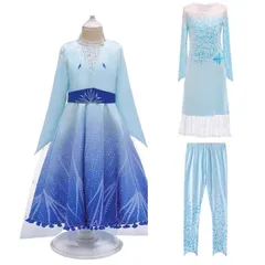 新作✴︎アナと雪の女王2 映画　エルササプライズドレス　3点セット　ハロウィン衣装　ディズニーイベント衣装　クリスマスプレゼント　お誕生日プレゼント　エルサ新作ドレス