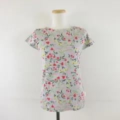 アースミュージック&エコロジー EARTH MUSIC & ECOLOGY カットソー 花柄 半袖 グレー 0 *A464 