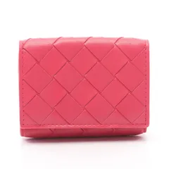 ボッテガヴェネタ BOTTEGA VENETA 三つ折り財布 イントレチャート マゼンダ レザー イントレチャート 三つ折り財布 レディース Used A