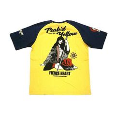 ピークドイエロー エフ商会 半袖 Tシャツ PYT-245 "姉御剣士" 抜染プリント バイカー カスタード/ブルー