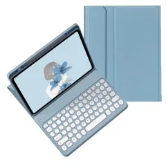 【人気商品】可愛い，ブルー かわいい 人気 人気 キー 丸形 ペンシル充電収納可能 キーボード付き bluetooth ワイヤレス 脱着式 カバー (M4) 第7世代 13 Pro Pro iPad iPad ペンシルホルダー付き 超軽量 ケース 2024キー