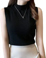 toasoa トーアソーア ニット レディース トップス 薄手 ハイネック ノースリーブ セクシー 黒( ブラック)