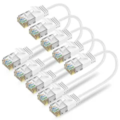 【在庫処分】業務用 企業様向け サーバー 10Gbps 有線ケーブル RJ45コネクタ 10本セット ホワイト 0.3m 短いランケーブル LANケーブル 家庭用 Cat6A Ankuly
