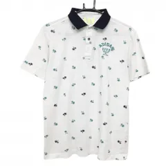 ★値下げ★アディダス 半袖ポロシャツ 白×エメラルドグリーン ヤシの木柄  メンズ O/XG ゴルフウェア adidas