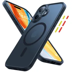 米軍進化・高精密Magsafe対応TORRAS iPhone 16 用 ケースマグネット搭載 耐衝撃 米軍保護工学 ワイヤレス充電対応 黄変防止 半透明 マット 黄ばみなし ストラップホールあり 6.1インチ Guardian-Mag ブラック