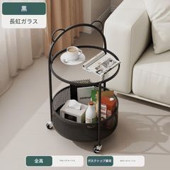 サイドテーブル 耳のような持ち手付 かわいい おしゃれ 円形 大きな収納スぺ－ス付き カラーバリエーション 半透明のテーブルの色 ブラウン クリア 骨組みの色 ブラック リビング ダイニング 寝室 ソファ脇 キャスター付き